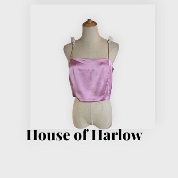 House of Harlow 1960 Tops - House of Harlow Lilac Satin Cropped Camisole Chain Strap Top NWT